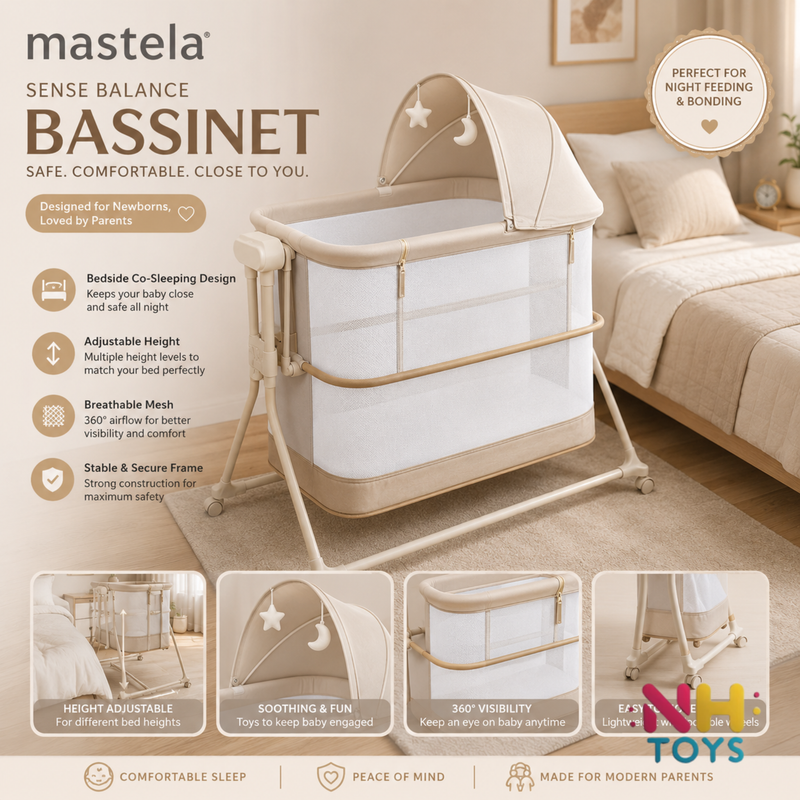 Adjustable Bedside Baby Bassinet for Newborns